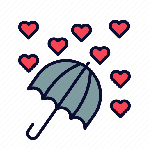 Heart, love, rain, romance, umbrella, valentine, valentines day icon - Download on Iconfinder