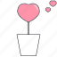 flowerpot, heart, love, saint valentine, valentine's day 