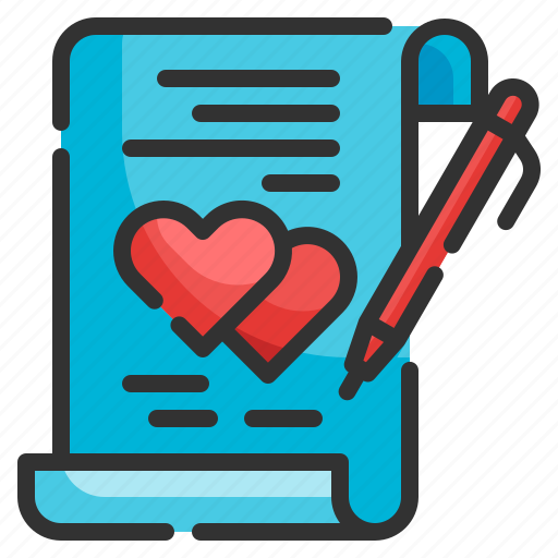 Contract, valentines, romantic, heart, document, register, marriage icon - Download on Iconfinder