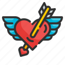 heart, cupid, romantic, love, valentines, arrow, wing