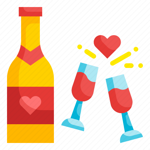 Champagne, glass, bottle, cheers, valentines, heart, wine icon - Download on Iconfinder