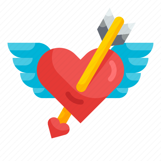 Heart, cupid, romantic, love, valentines, arrow, wing icon - Download on Iconfinder