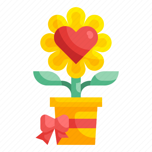 Plant, love, flower, valentines, heart, ribbon, blossom icon - Download on Iconfinder
