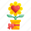 plant, love, flower, valentines, heart, ribbon, blossom 