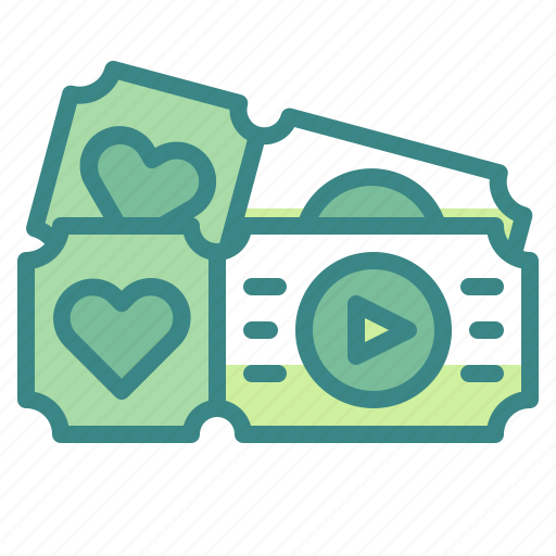 Ticket, movie, cinema, valentines, heart, romantic, lover icon - Download on Iconfinder