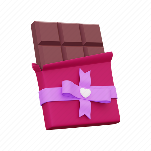 Chocolate, valentines day, gift, celebration, romance, romantic 3D illustration - Download on Iconfinder