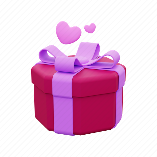 Gift, gift box, valentines, celebration, love, valentine 3D illustration - Download on Iconfinder