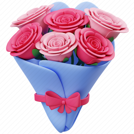 Flower, bouquet, valentine, gift, present, love 3D illustration - Download on Iconfinder
