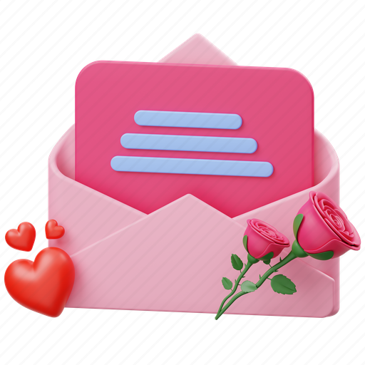 Love, letter, inbox, email, envelope, valentine, message 3D illustration - Download on Iconfinder
