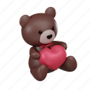 valentine, teddy bear, love, heart, holding, toy 