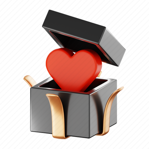 Valentine, love, hearth, romantic, gift, valentines, gift box 3D illustration - Download on Iconfinder