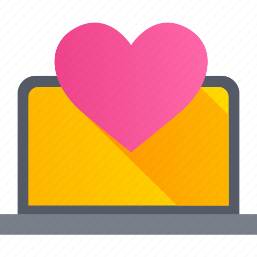 Laptop, heart, love, romance, valentine, computer, online icon - Download on Iconfinder