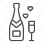 alcohol, bottle, champagne, glass, holiday, love, valentine 