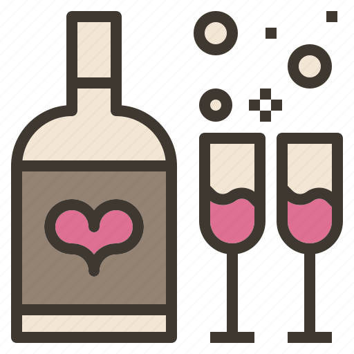 Bottle, celebration, couple, glass, valentine, wine icon - Download on Iconfinder