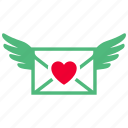 valentines day, love, heart shape, 14 february, mail, wings, message, envelope, postal