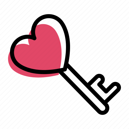 Flat, heart, key, love, valentine icon - Download on Iconfinder
