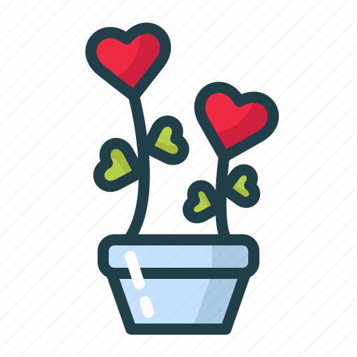 Flower, heart, love, pink, pot, valentine icon - Download on Iconfinder
