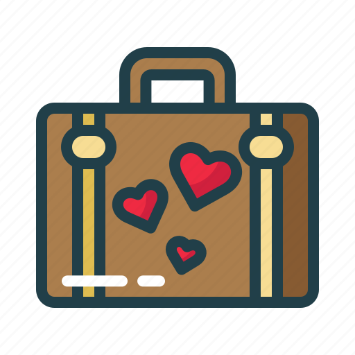 Brown, heart, love, luggage, suitcase, valentine icon - Download on Iconfinder