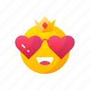 crown, emoji, heart, love, smile, valentine