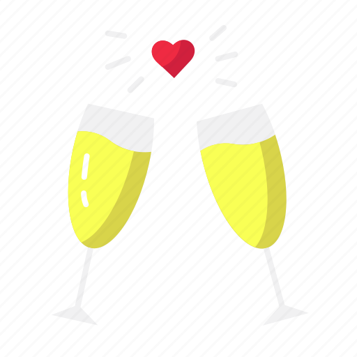 Champagne, heart, love, pink, valentine icon - Download on Iconfinder