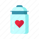 heart, jar, love, valentine