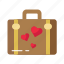 brown, heart, love, luggage, suitcase, valentine 