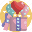 balloon, gift, heart, love, pink, present, valentines