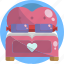 bed, couple, decor, heart, love, pink, valentines 