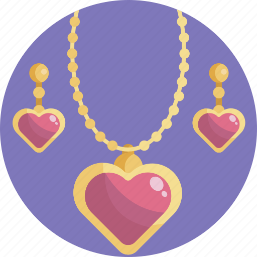 Earrings, gold, heart, jewelry, necklace, pink, valentines icon - Download on Iconfinder