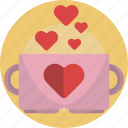 coffee, drink, heart, lovers, pink, tea, valentines