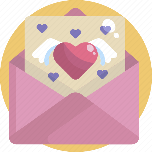 Heart, illustration, letter, postcard, sweet, valentines, wings icon - Download on Iconfinder