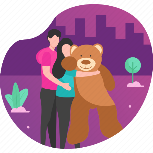 Teddy bear, gift, toy, valentines day, romance, love, couple icon - Download on Iconfinder