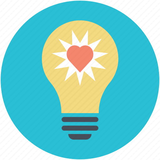 Greeting, heart glowing, heart inside bulb, lightbulb, romantic icon - Download on Iconfinder