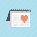 calendar, february, hearth, love, valentines day, valentine, valentine's