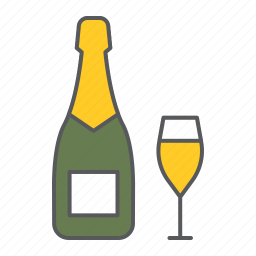 Champagne, bottle, glass, alcohol, beverage, holiday, party icon - Download on Iconfinder