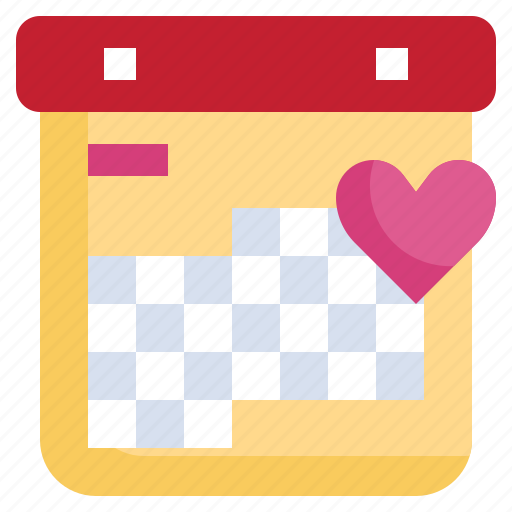 Calendar, time, and, date, love, romance, valentines icon - Download on Iconfinder