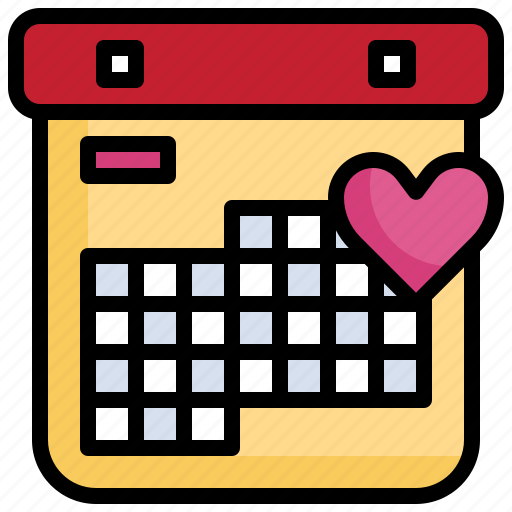 Calendar, time, and, date, love, romance, valentines icon - Download on Iconfinder