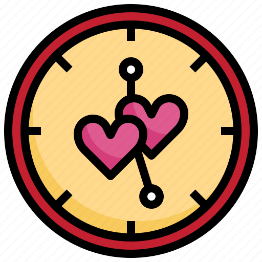 Clock, time, and, date, heart, valentines icon - Download on Iconfinder