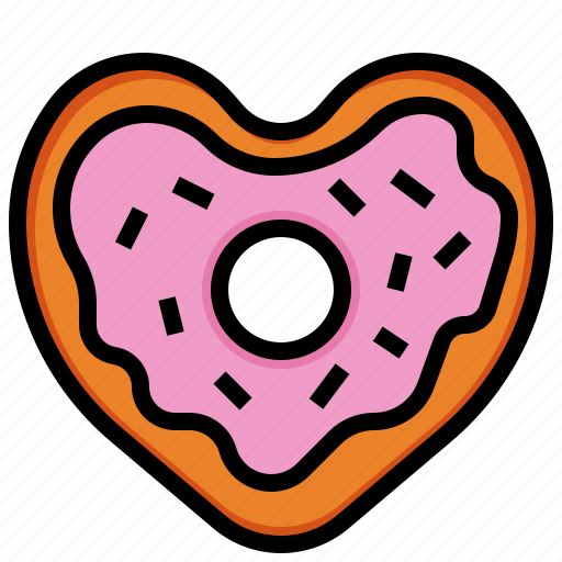 Donut, food, and, restaurant, sweet, valentines, heart icon - Download on Iconfinder