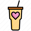 glass, drink, valentines, heart, love