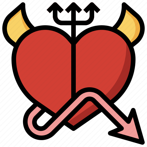 Evil, heart, valentines, romantic, devil, tattoo, love icon - Download on Iconfinder