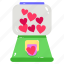bubble dispenser, heart bubblegum, candy machine, valentine candies, bubblegum machine 