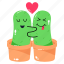 in love, cactus love, cactus pots, cactus houseplant, cactus pair 