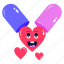 love pill, love dose, romantic pill, pill, heart emoji 