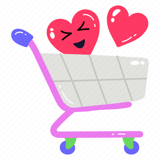 Shopping trolley, shopping cart, valentine shopping, handcart, valentine hearts icon - Download on Iconfinder