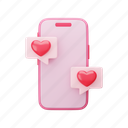 valentine, smartphone, chat, love, device, mobile, message, heart 