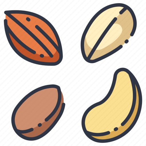 Almond, food, nut, seed, snack, vegan, vegetarian icon - Download on Iconfinder