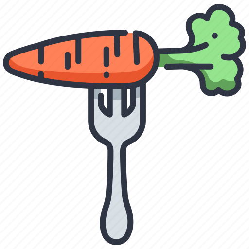 Carrot, diet, food, fork, healthy, lifestyle, vegetarian icon - Download on Iconfinder