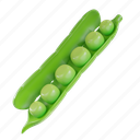 3d rendering, peas, vegetable, vegetables, vegetarian, healthy, food, fresh 