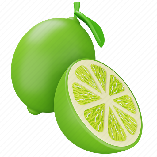 Lemon, green, half, vegetable, food, fresh, citrus 3D illustration - Download on Iconfinder
